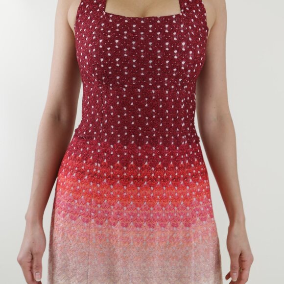 Missoni Red Pink Halterneck Gradient Ombre Red Chevron Lumiere Evening Dress - Picture 2 of 10